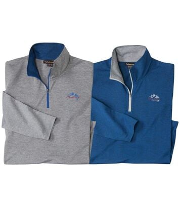 Zestaw 2 melanżowych półgolfów z suwakiem Expedition Mężczyzna Atlas For Men - Kolor : Niebieski - Rozmiar : 4XL