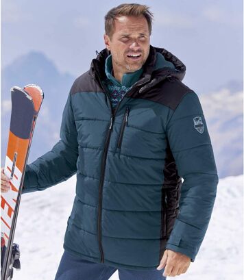 Dwukolorowa, pikowana kurtka z kapturem Mężczyzna Atlas For Men - Kolor : Niebieski - Rozmiar : 4XL