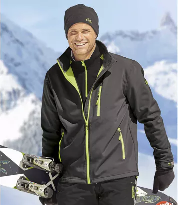 Kurtka Softshell z podszewką z mikropolaru Mężczyzna Atlas For Men - Kolor : Szary - Rozmiar : 4XL