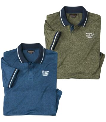 Zestaw 2 lejących koszulek polo Outdoor Mężczyzna Atlas For Men - Kolor : Niebieski - Rozmiar : L