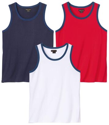 Zestaw 3 podkoszulków Beach Sport Mężczyzna Atlas For Men - Kolor : Granatowy - Rozmiar : L