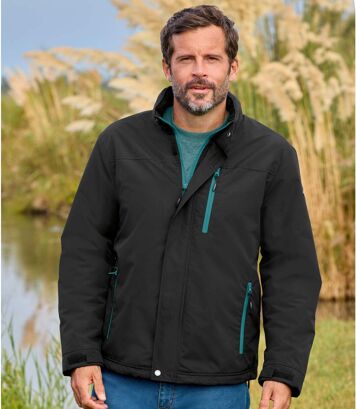 Kurtka wiatrówka z mikrofibry podszyta polarem Mężczyzna Atlas For Men - Kolor : Czarny - Rozmiar : 4XL