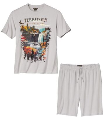 Piżama z okrągłym dekoltem Authentic Nature Mężczyzna Atlas For Men - Kolor : Szary - Rozmiar : 4XL