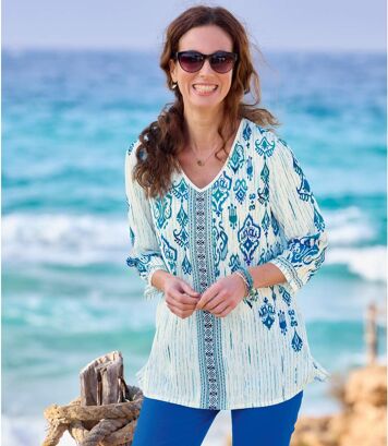 Bluzka z krepy z nadrukiem Kobieta Atlas For Men - Kolor : Motywy - Rozmiar : 48/50