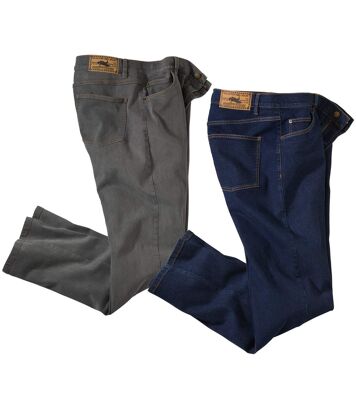Zestaw 2 par WYGODNYCH jeansów regular ze stretchem Mężczyzna Atlas For Men - Kolor : Niebieski - Rozmiar : 44