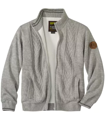 Trykotowa bluza podszyta kożuszkiem sherpa Outdoor Mężczyzna Atlas For Men - Kolor : Szary - Rozmiar : 4XL