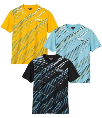 Zestaw 3 sportowych koszulek Running Spring Mężczyzna Atlas For Men - Kolor : Niebieski - Rozmiar : 4XL