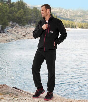 Polarowy komplet dresowy Outdoor Mężczyzna Atlas For Men - Kolor : Czarny - Rozmiar : 4XL