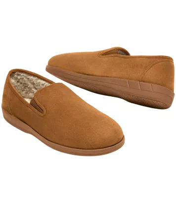 Kapcie ze sztucznego zamszu z kożuszkiem sherpa Mężczyzna Atlas For Men - Kolor : Brązowy - Rozmiar : 39
