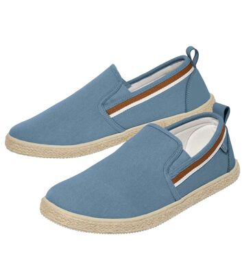 Elastyczne mokasyny z płótna z plecioną podeszwą Mężczyzna Atlas For Men - Kolor : Niebieski - Rozmiar : 39