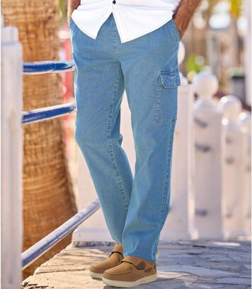 Jeasowe spodnie bojówki ze stretchem Mężczyzna Atlas For Men - Kolor : Niebieski - Rozmiar : L