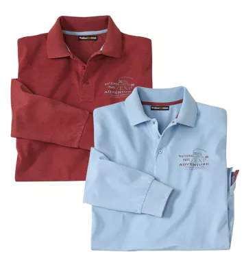 Zestaw 2 koszulek polo z bawełnianej piki Arizona Adventure Mężczyzna Atlas For Men - Kolor : Niebieski - Rozmiar : 4XL