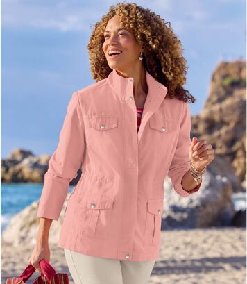 Różowa, letnia kurtka safari Kobieta Atlas For Men - Kolor : Różowy - Rozmiar : 36/38