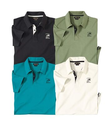 Zestaw 4 koszulek polo Mężczyzna Atlas For Men - Kolor : Niebieski - Rozmiar : M