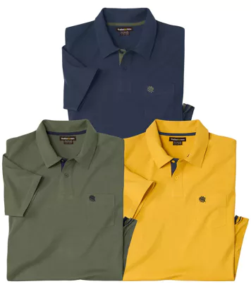 Zestaw 3 bawełnianych koszulek polo Atlas For Men Mężczyzna Atlas For Men - Kolor : Granatowy - Rozmiar : 4XL