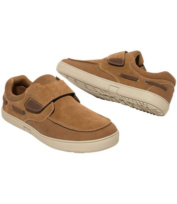 Mokasyny z rzepem w żeglarskim stylu Mężczyzna Atlas For Men - Kolor : Brązowy - Rozmiar : 39