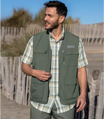Kamizelka reporterska z wieloma kieszeniami Mężczyzna Atlas For Men - Kolor : Zielony - Rozmiar : L