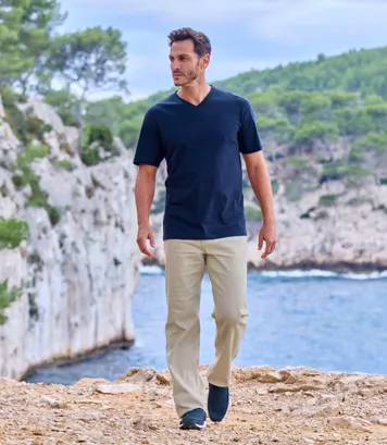 Spodnie z 5 kieszeniami Twill Stretch Mężczyzna Atlas For Men - Kolor : Beżowy - Rozmiar : 44