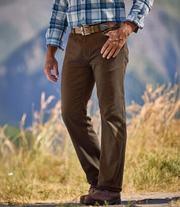 Brązowe spodnie stretch Regular Mężczyzna Atlas For Men - Kolor : Brązowy - Rozmiar : 44