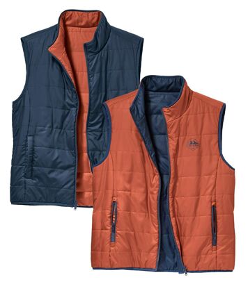 Dwustronny, pikowany bezrękawnik Mężczyzna Atlas For Men - Kolor : Granatowy - Rozmiar : 4XL