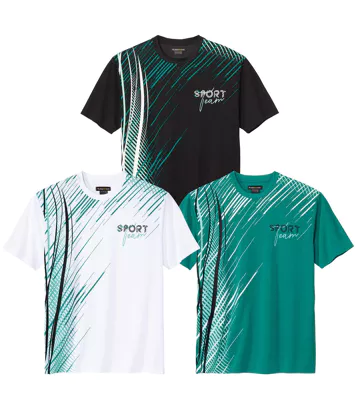 Zestaw 3 sportowych koszulek Mężczyzna Atlas For Men - Kolor : Niebieski - Rozmiar : 4XL