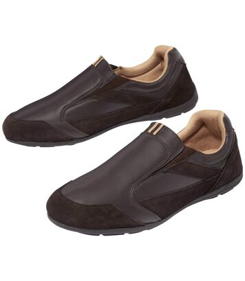 Brązowo-skórzane buty z gumkami Mężczyzna Atlas For Men - Kolor : Brązowy - Rozmiar : 40
