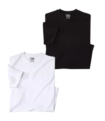 Zestaw 2 koszulek z krótkim rękawem i okrągłym dekoltem Mężczyzna Atlas For Men - Kolor : Czarny - Rozmiar : 4XL