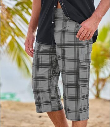 Spodnie-bojówki 3/4 w kratę Mężczyzna Atlas For Men - Kolor : Motywy - Rozmiar : 4XL