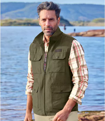 Kamizelka ze sztucznego zamszu Adventurer Mężczyzna Atlas For Men - Kolor : Khaki - Rozmiar : 4XL