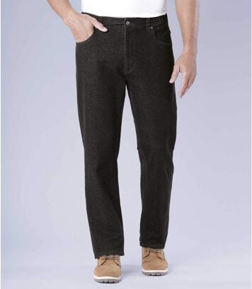 Czarne jeansy Regular Stretch Confort Mężczyzna Atlas For Men - Kolor : Czarny - Rozmiar : 44