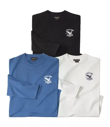 Zestaw 3 koszulek z długim rękawem Colorado Mężczyzna Atlas For Men - Kolor : Niebieski - Rozmiar : 4XL