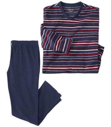 Piżama z mikropolaru Mężczyzna Atlas For Men - Kolor : Pasiasty - Rozmiar : 5XL