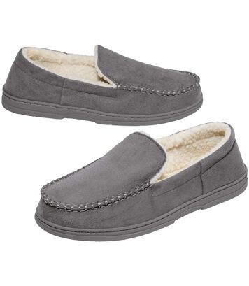 Kapcie ze sztucznego zamszu z kożuszkiem sherpa Mężczyzna Atlas For Men - Kolor : Szary - Rozmiar : 46