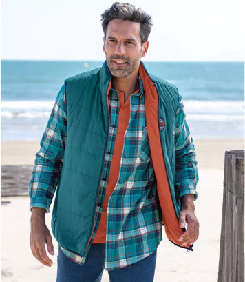 Dwustronny, pikowany bezrękawnik Mężczyzna Atlas For Men - Kolor : Niebieski - Rozmiar : 4XL