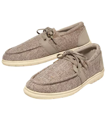 Płócienne mokasyny z gumką Mężczyzna Atlas For Men - Kolor : Beżowy - Rozmiar : 39