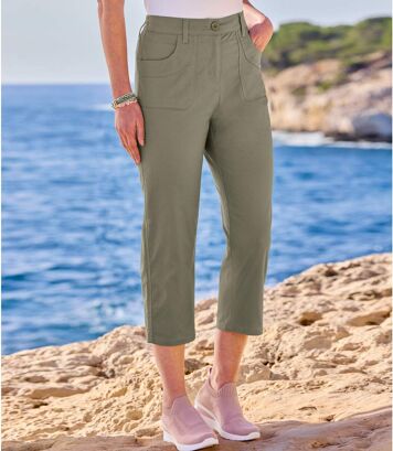 Spodnie 3/4 z wygodnego twillu Kobieta Atlas For Men - Kolor : Zielony - Rozmiar : 52