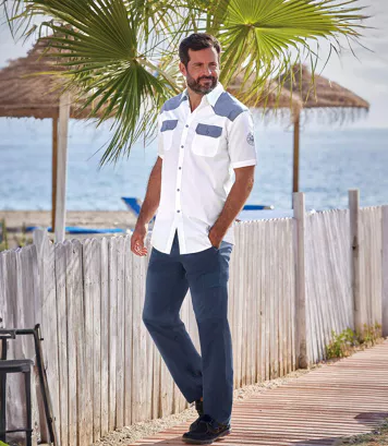 Wygodne spodnie-bojówki Mężczyzna Atlas For Men - Kolor : Granatowy - Rozmiar : 4XL