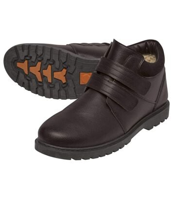 Skórzane buty z rzepem i kożuszkiem sherpa Mężczyzna Atlas For Men - Kolor : Brązowy - Rozmiar : 39