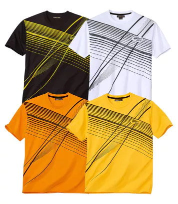 Zestaw 4 koszulek z nadrukiem Sport Mężczyzna Atlas For Men - Kolor : Pomarańczowy - Rozmiar : 4XL