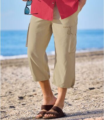 Bojówki ¾ z mikrofibry Paradise Mężczyzna Atlas For Men - Kolor : Beżowy - Rozmiar : 4XL