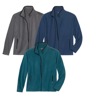 Zestaw 3 bluz z mikropolaru Mężczyzna Atlas For Men - Kolor : Granatowy - Rozmiar : 4XL