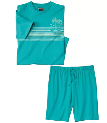 Bawełniana piżama z szortami Island Mężczyzna Atlas For Men - Kolor : Niebieski - Rozmiar : L