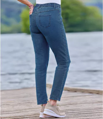 Tregginsy z elastycznego denimu Kobieta Atlas For Men - Kolor : Niebieski - Rozmiar : 36