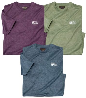 Zestaw 3 koszulek z tkaniny flammé Sport Mężczyzna Atlas For Men - Kolor : Fioletowy - Rozmiar : L