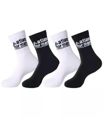 Zestaw 4 par sportowych, półdługich skarpet Mężczyzna Atlas For Men - Kolor : Czarny - Rozmiar : 39/42