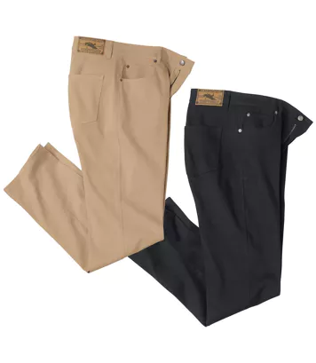 Zestaw 2 par wygodnych spodni ze stretchem Mężczyzna Atlas For Men - Kolor : Czarny - Rozmiar : 44