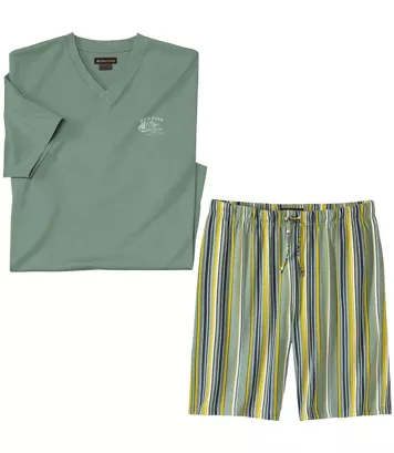 Piżama z szortami w paski Nature Mężczyzna Atlas For Men - Kolor : Pasiasty - Rozmiar : M