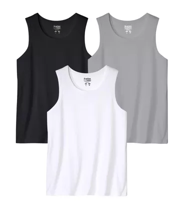 Zestaw 3 jednolitych podkoszulków Mężczyzna Atlas For Men - Kolor : Czarny - Rozmiar : 4XL