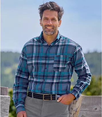 Flanelowa koszula w kratę Mężczyzna Atlas For Men - Kolor : Krata - Rozmiar : 4XL