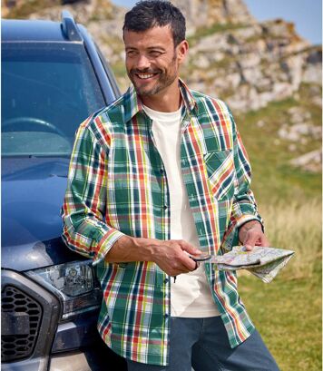 Popelinowa, bawełniana koszula w kratę Mężczyzna Atlas For Men - Kolor : Pomarańczowy - Rozmiar : 4XL